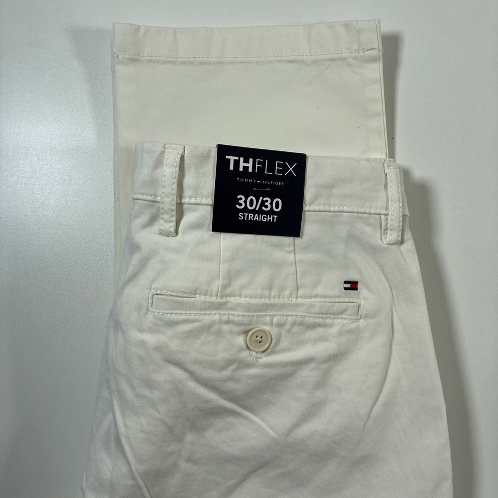 NEW Tommy Hilfiger Chino Pants 30x30 White TH Flex Straight Fit 78C2340